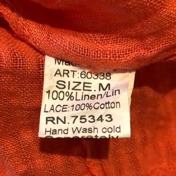 Lungo L’Arno Linen Pom Pom Coral Dress Medium NWT - Picture 5 of 6